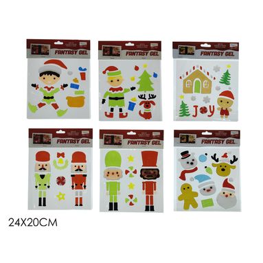 STICKER A GEL 24X20CM CON PERSONAGGI NATALIZI