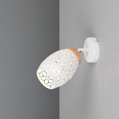 SPOT E14 BIDAR H17CM BIANCO/LEGNO