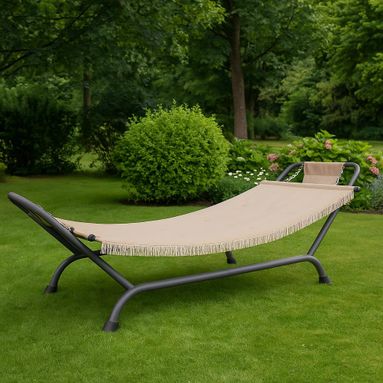AMACA BEIGE 232X96X78HCM CON STRUTTURA GRIGIA