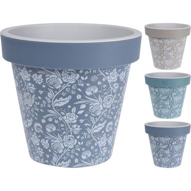 VASO IN PLASTICA D.20XH20CM CON DECORI FLOREALI IN