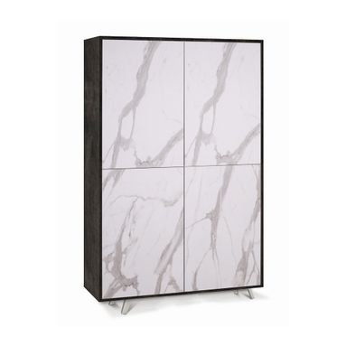 MOBILE 4 ANTE KIT 108X41XH161CM STRUTTURA OSSIDO NERO FRONTALE MARMO CALACATTA