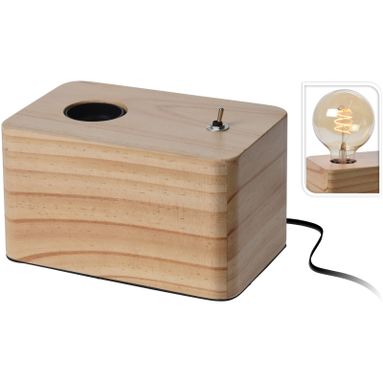 LAMPADA CON BASE LEGNO 16X10CM