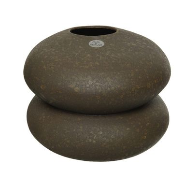 VASO IN TERRACOTTA MARRONE D.21XH15CM CON 2 ANELLI