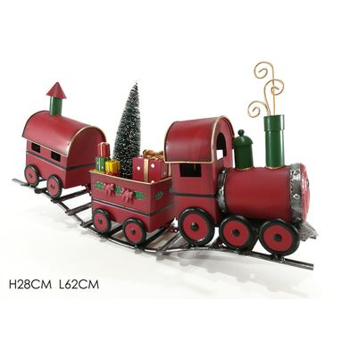 TRENINO CON 3 VAGONI SU ROTAIE 11X62XH28CM