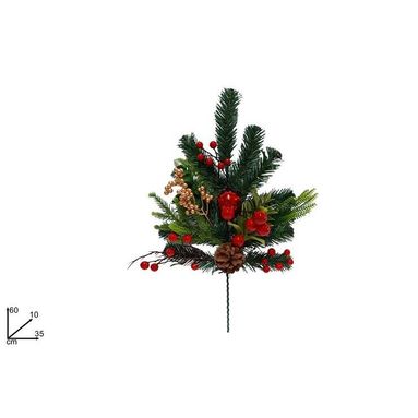 STELO 35X10XH60CM CON BACCHE ROSSE,ORO E SFERA