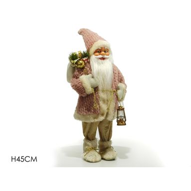 BABBO CON SACCO E LANTERNA H47CM ROSA.