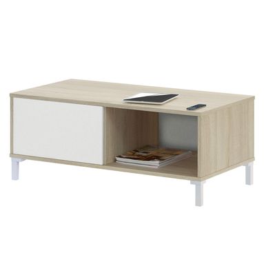 TAVOLO BASSO 100X50XH40CM ROVERE CANADIAN / BIANCO
