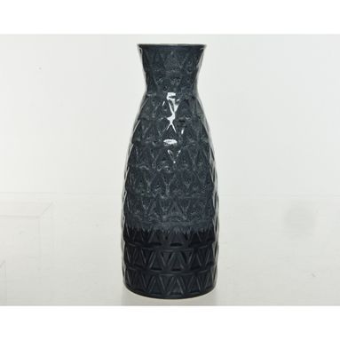 VASO IN VETRO BLU CON SMALTO 14.5X37CM