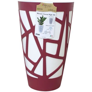 VASO MOSAIC CURVE D.26XH40CM BORGOGNA/BIANCO