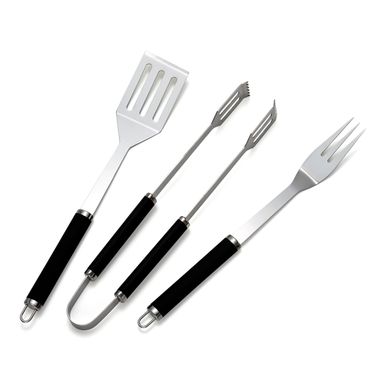 SET 3 ACCESSORI BBQ IN ACCIAIO INOX E PP.