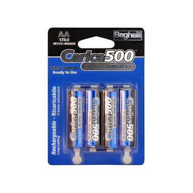 PILE RICARICABILI CARICA500 AA 1500MAH NIMH 4 PZ