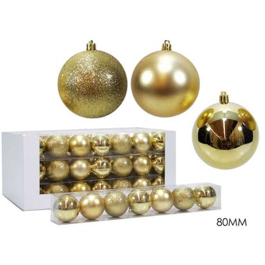 SFERA NATALIZIE 8CM ORO 7PZ ASSORTITE.