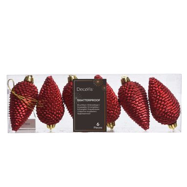 PIGNE NATALIZIE 8CM ROSSE IN BOX 6PZ.