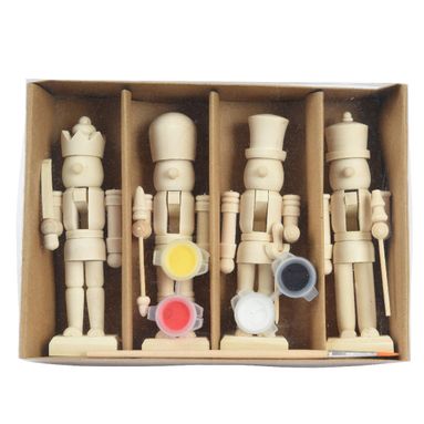 SET PITTURA 4 SCHIACCIANOCI H10CM IN LEGNO.