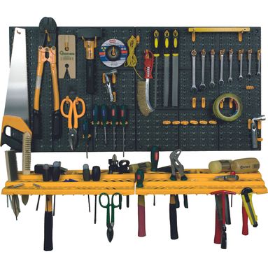 KIT 2 PANNELLI PER ATTREZZI 50X50CM / 2 MENSOLE /