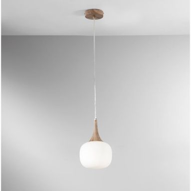 LAMPADARIO JAIPUR 1XE14 D.17X150CM LEGNO/BIANCA.