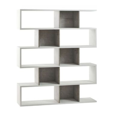 LIBRERIA MODULARE KIT 150X38XH180CM STRUTTURA OSSIDO BIANCO FRONTALE CEMENTO