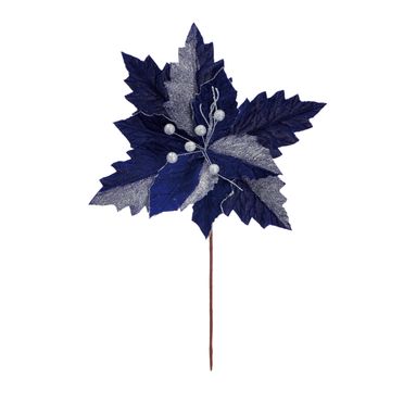 FIORE NATALIZIO BLU D.34XH58CM IN VELLUTO.