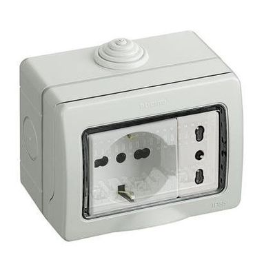 KIT PRESA SCHUKO 10/16A E PRESA BIPASSO IP55