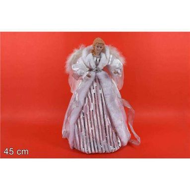 PUNTALE ANGELO 45CM ABITO BIANCO / SILVER.