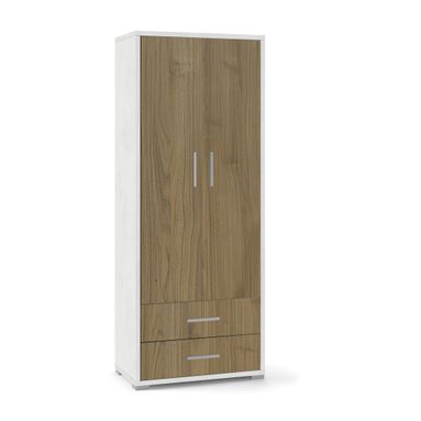 MOBILE 2 ANTE 2 CASSETTI 71X41XH182CM STRUTTURA OSSIDO BIANCO FRONTALE NOCE STELVIO