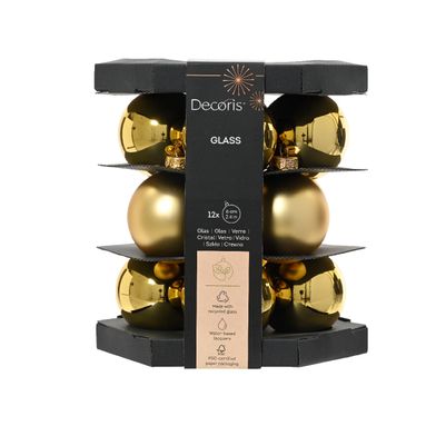 SFERE NATALIZIE 6CM ORO 12PZ IN VETRO..