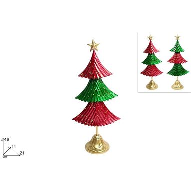 ALBERO IN LATTA ROSSO/VERDE H46CM