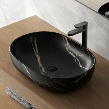 LAVABO DA APPOGGIO SHELF 60X41XH15CM MARMO NERO