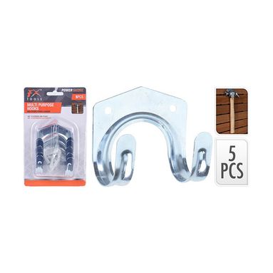 SET 5 GANCI MULTIUSO 70X65X40MM IN METALLO