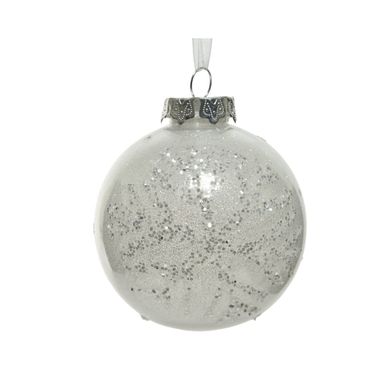 SFERA NATALIZIA BIANCA 8CM GLITTER E PAILETTES