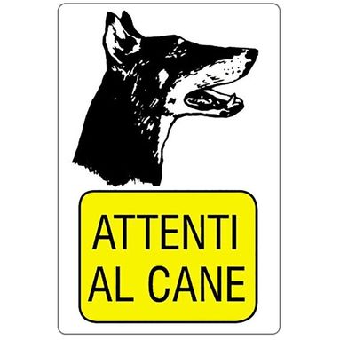 CARTELLO 20X30CM ATTENTI AL CANE