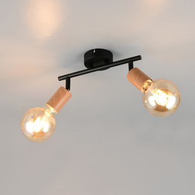 BARRA 2 SPOT E27 LAMEGO 35CM NERA/LEGNO
