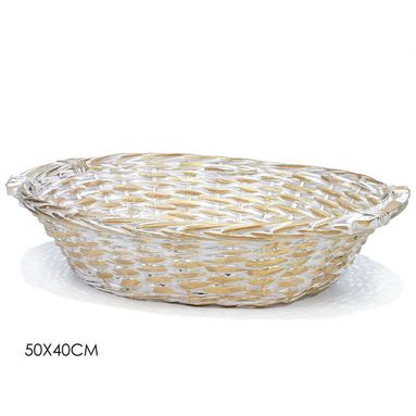 CESTA OVALE 50X40CM BIANCO/ORO.