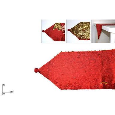 RUNNER TAVOLA 28X180CM ROSSO / ORO.