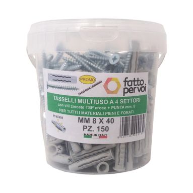 BOX 150 TASSELLI NYLON F4 MM.8+VITI+PUNTA