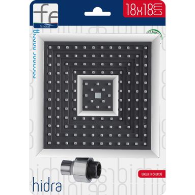 SOFFIONE DOCCIA QUADRATO 18CM CROMATO