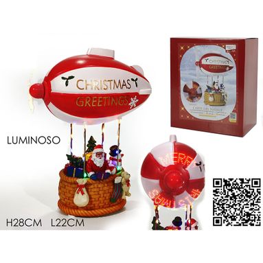 MONGOLFIERA CON BABBO NATALE 25XH30CM CON LUCI