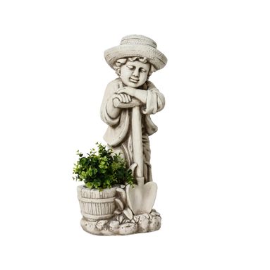 STATUA BIMBO 28X34XH67CM IN POLIMAGNESIO BIANCO.