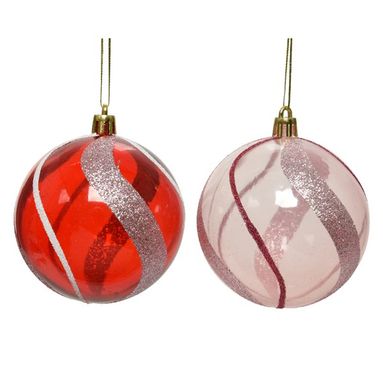 SFERA NATALIZIA ROSSO/CIPRIA H8CM CON GLITTER