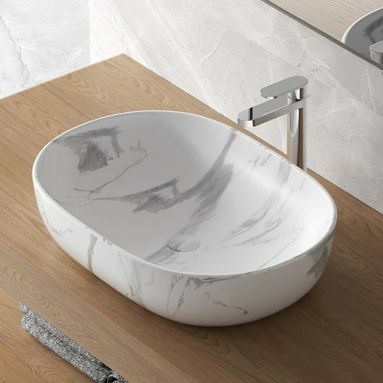 LAVABO DA APPOGGIO SHELF 60X41XH15CM MARMO BIANCO