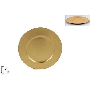 SOTTOPIATTO 38CM BORDI RIGATI ORO.