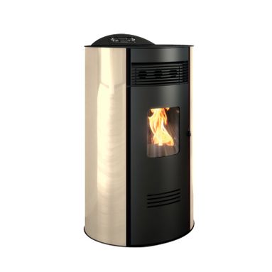 STUFA A PELLET TONDE' KW 9,5  COLORE AVORIO CM.58X60X103H.