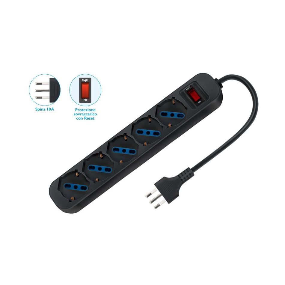 multipresa-15m-nera-5-schuko-anti-sovraccarico