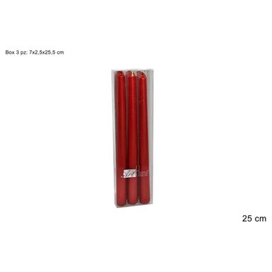 CANDELA LISCIA 25CM ROSSO IN BOX 3 PZ..