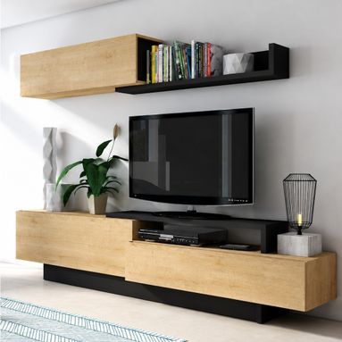 PARETE ATTREZZATA OTTANTA 240X42CM ANTRACITE/ROVERE