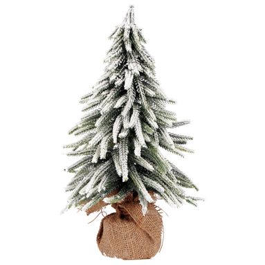 ALBERO NATALE INNEVATO D.8XH35CM CON BASE IN JUTA