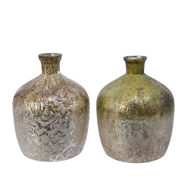 VASO IN VETRO ORO 25CM CON RILIEVI