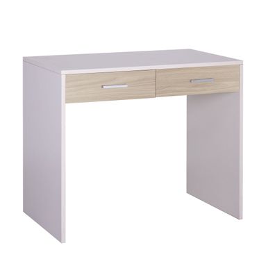 SCRIVANIA 2 CASSETTI L90 IN KIT 91X55XH76CM STRUTTURA BIANCO FIAMMATO FRONTALE OLMO CHIARO