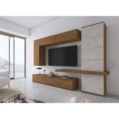 PARETE ATTREZZATA ZANTE 300X50XH220CM NOCE / BIANC