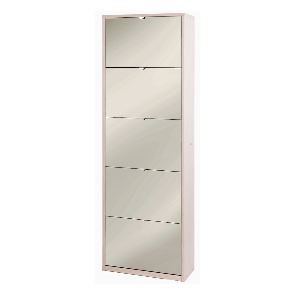 scarpiera-5-ante-specchio-63x29xh190cm-struttura-olmo-chiaro-frontale-specchio-naturale